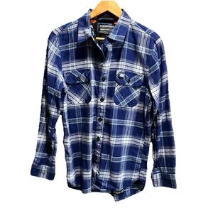 Poltergeist Middle of Beyond Blue Plaid Men's Casual Button Down Shirt Size S